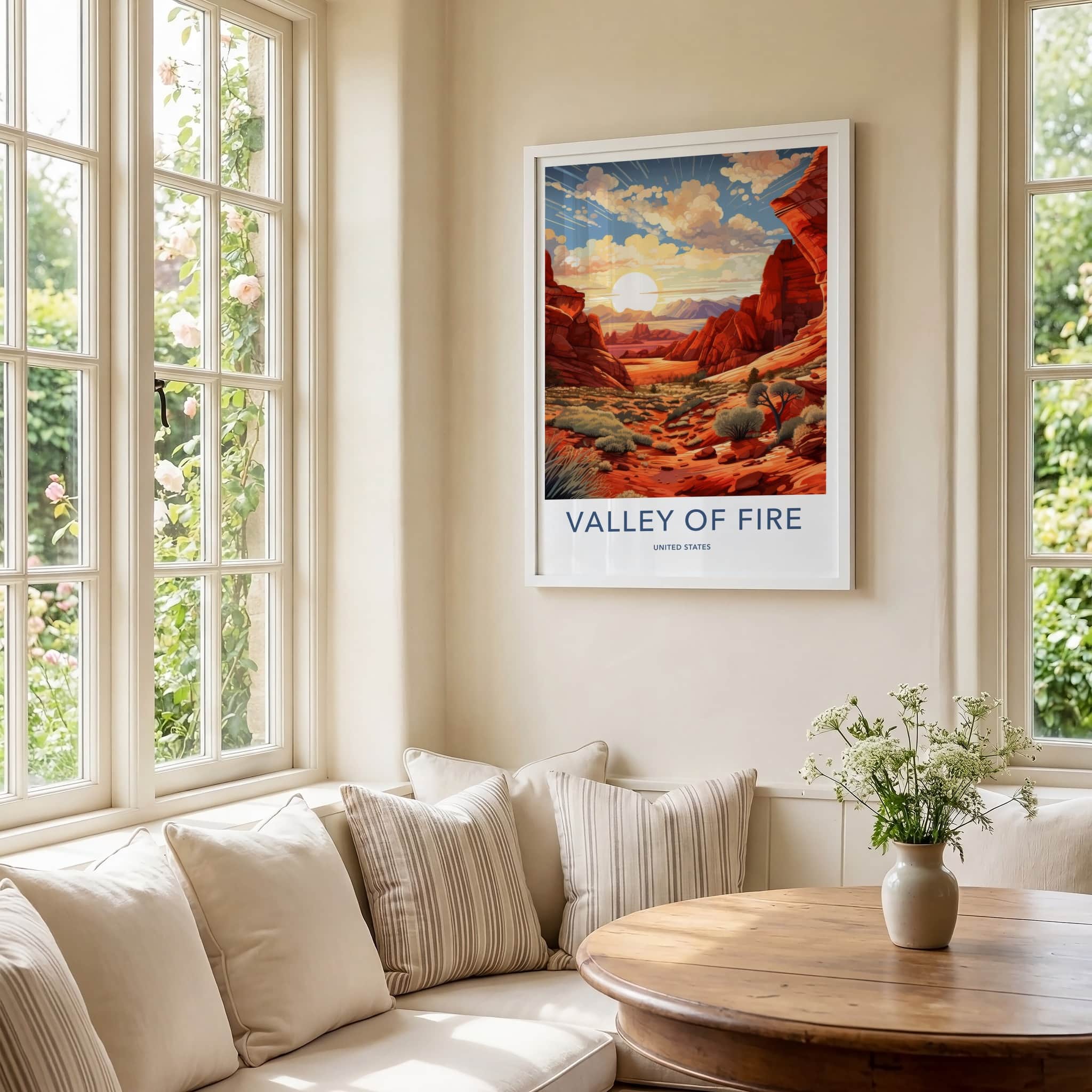 VALLEY OF FIRE Poster - Nevada Travel Art - Fiery Canyon Vista Home Decor