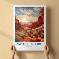 VALLEY OF FIRE Poster - Nevada Travel Art - Fiery Canyon Vista Home Decor