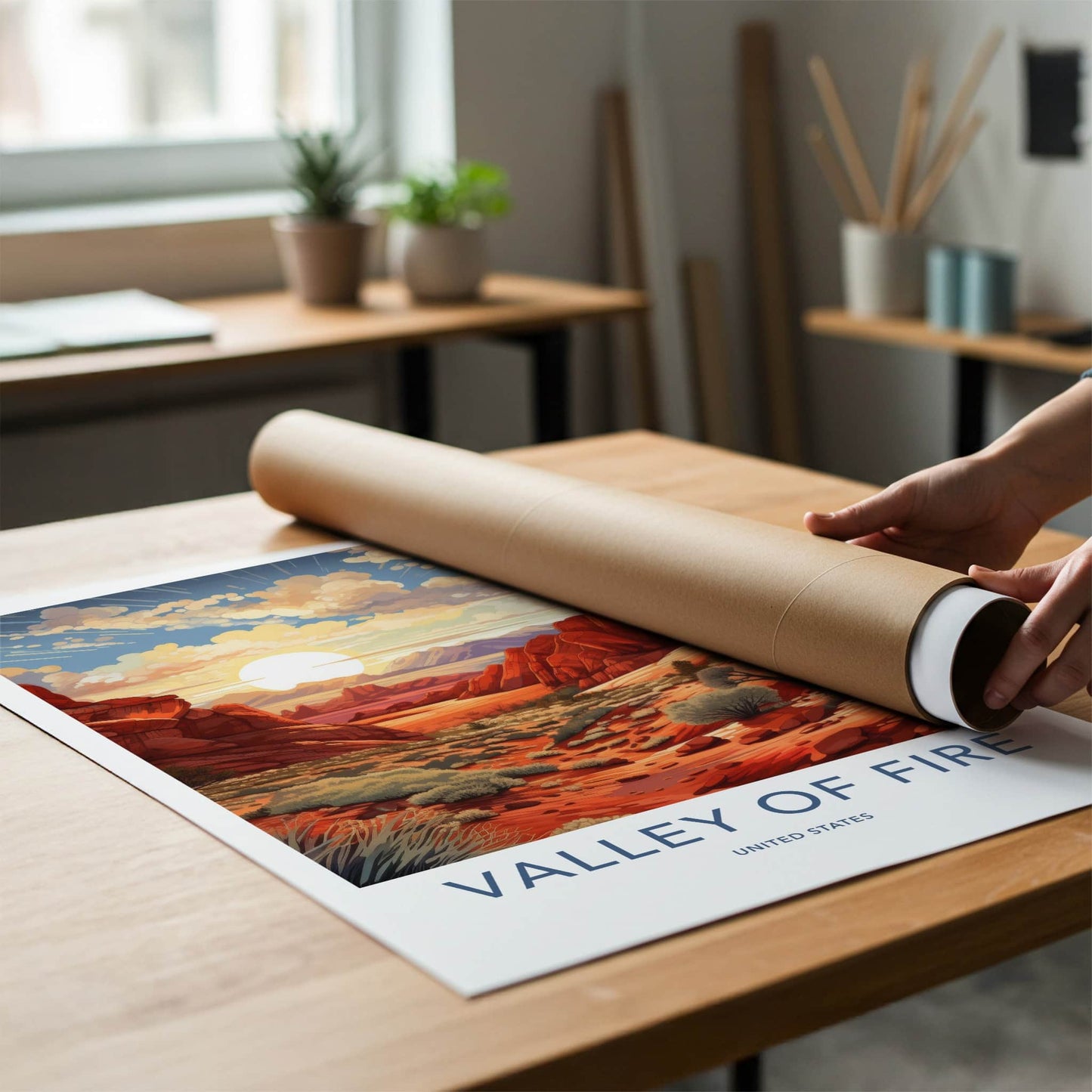VALLEY OF FIRE Poster - Nevada Travel Art - Fiery Canyon Vista Home Decor