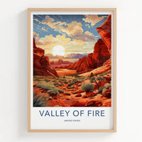 VALLEY OF FIRE Poster - Nevada Travel Art - Fiery Canyon Vista Home Decor