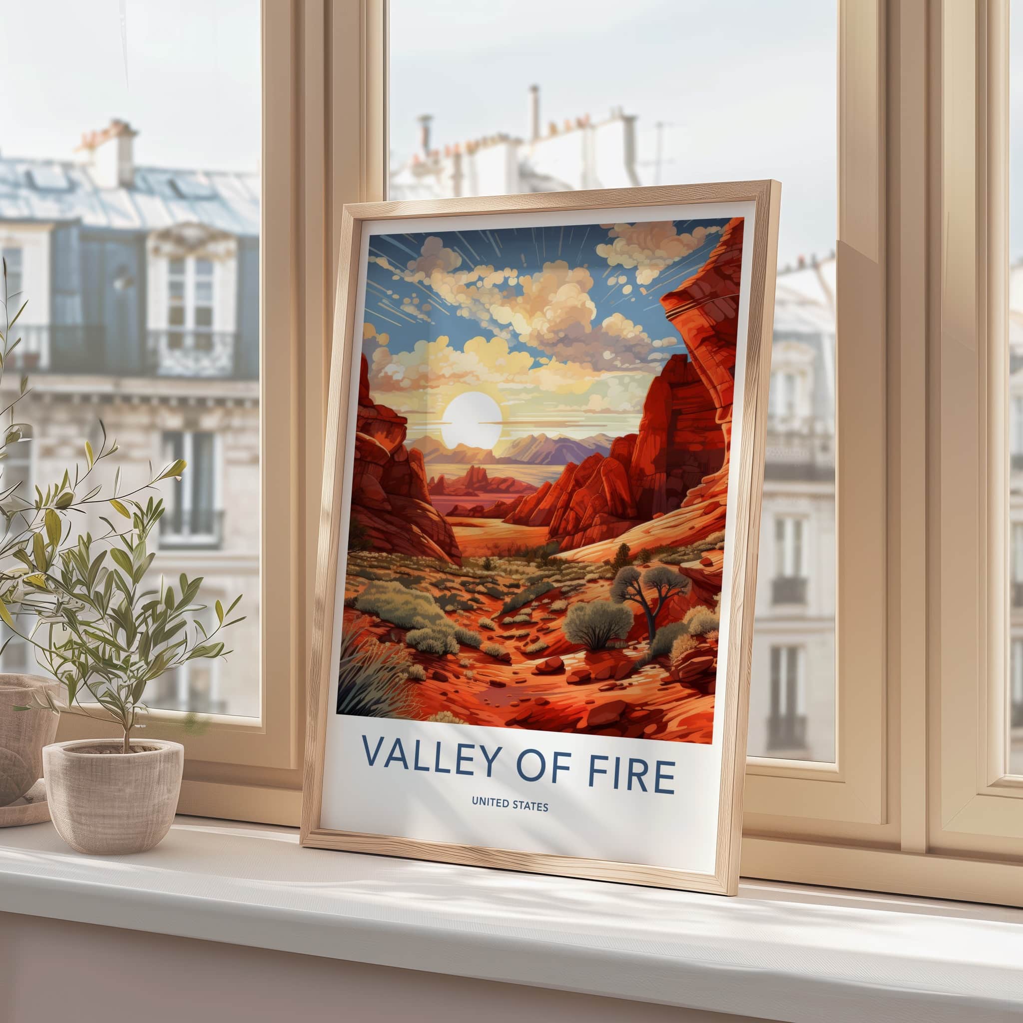 VALLEY OF FIRE Poster - Nevada Travel Art - Fiery Canyon Vista Home Decor