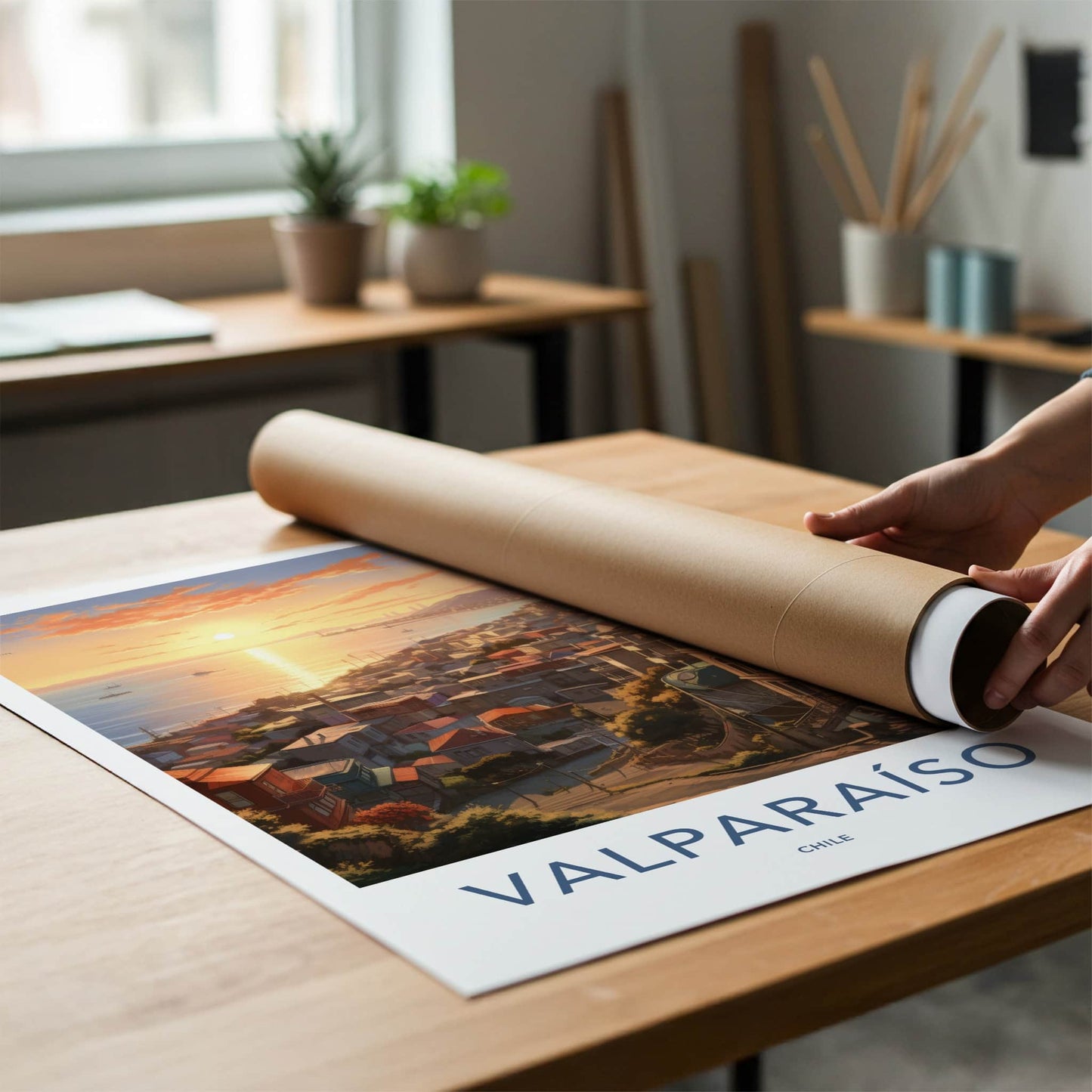 Valparaiso Poster - Chile Travel Art - Coastal City Sunset Home Decor