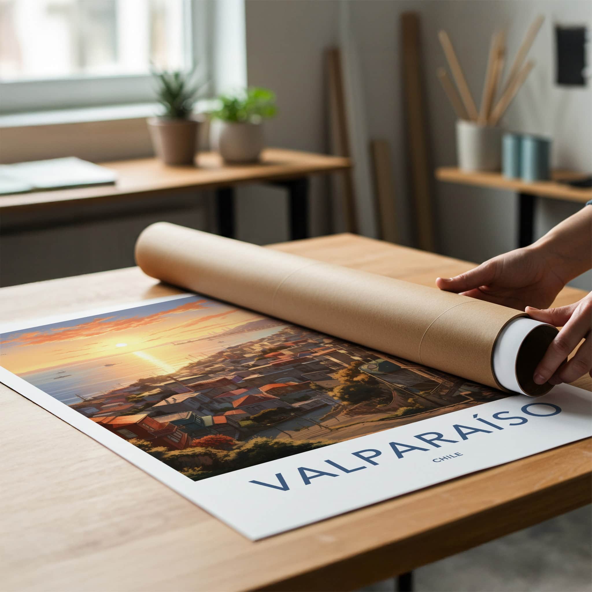 Valparaiso Poster - Chile Travel Art - Coastal City Sunset Home Decor