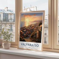 Valparaiso Poster - Chile Travel Art - Coastal City Sunset Home Decor