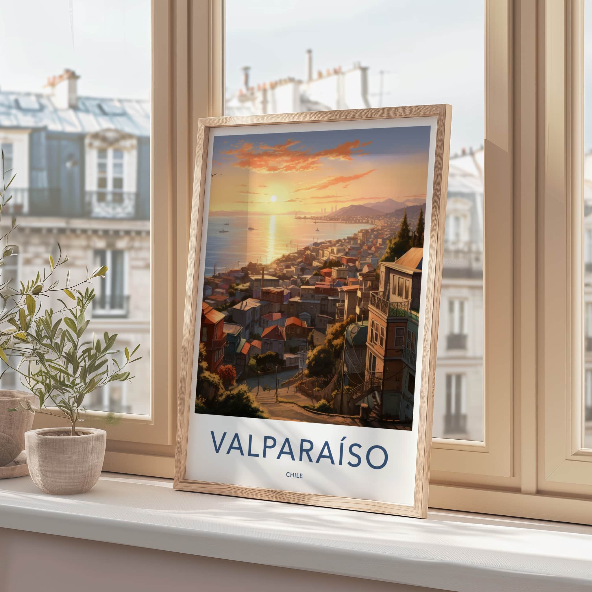 Valparaiso Poster - Chile Travel Art - Coastal City Sunset Home Decor