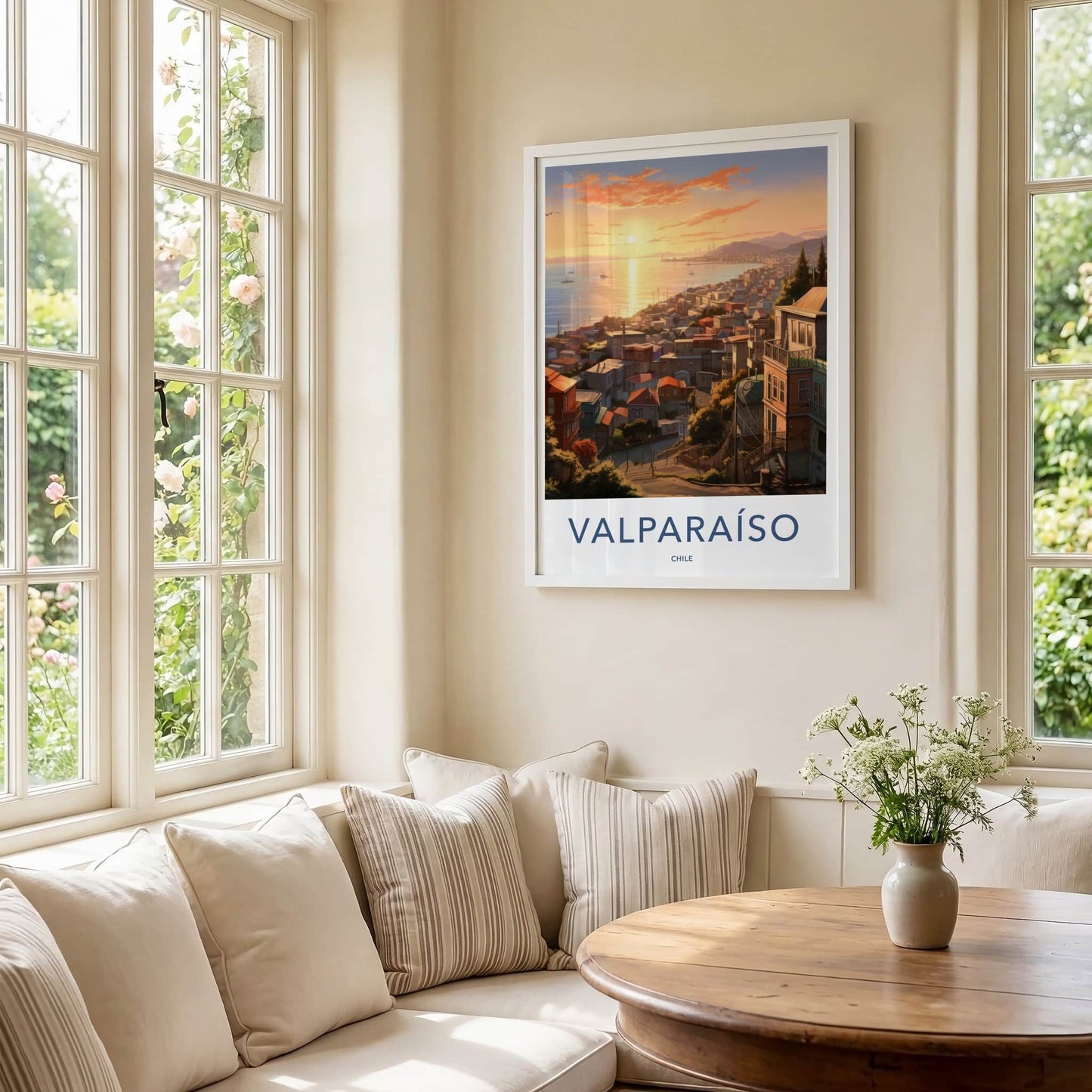 Valparaiso Poster - Chile Travel Art - Coastal City Sunset Home Decor