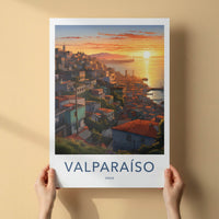 Valparaiso Poster - Chile Travel Art - Colorful City Sunset Home Decor