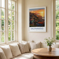Valparaiso Poster - Chile Travel Art - Colorful City Sunset Home Decor