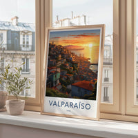 Valparaiso Poster - Chile Travel Art - Colorful City Sunset Home Decor