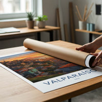 Valparaiso Poster - Chile Travel Art - Colorful City Sunset Home Decor