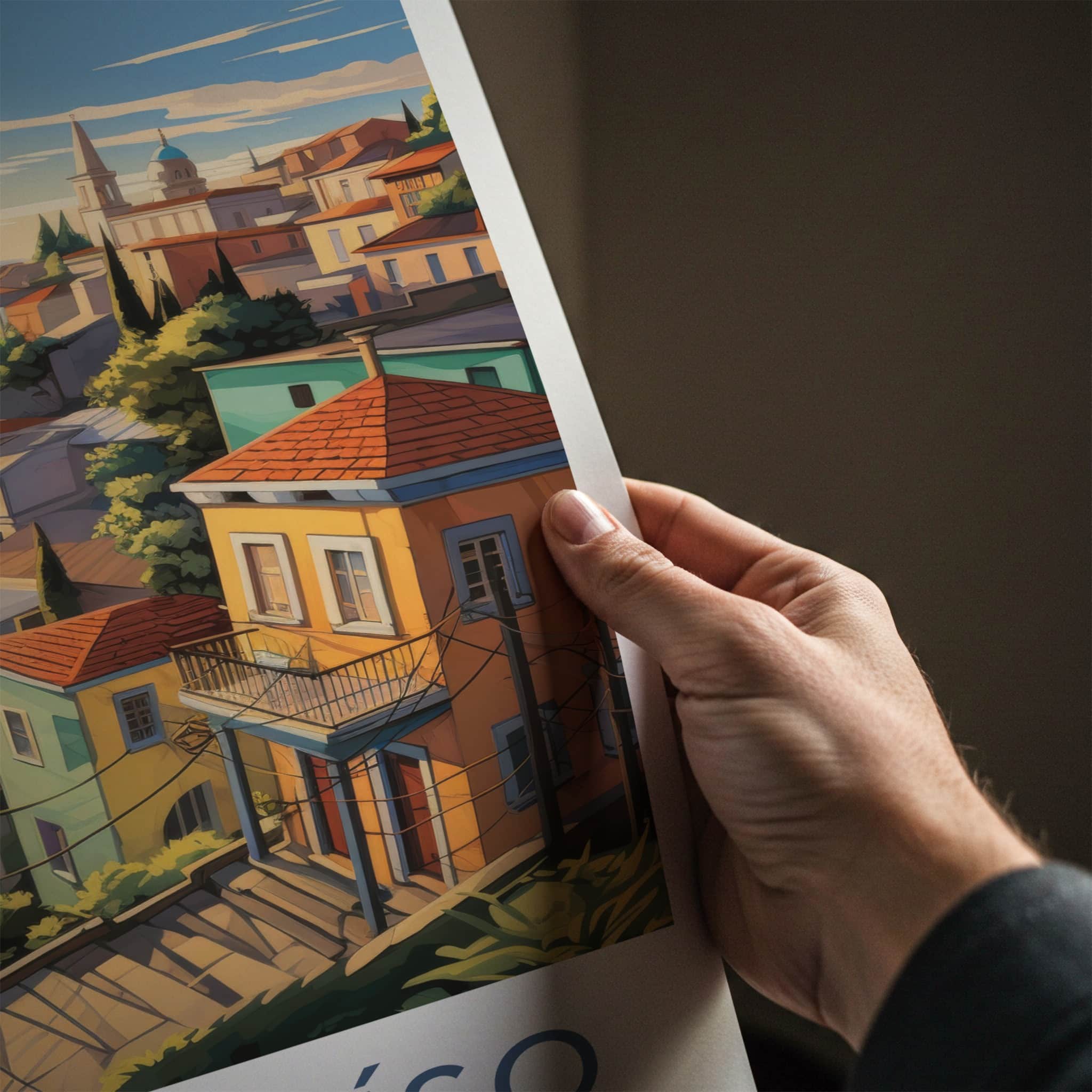 Valparaiso Poster - Chile Travel Art - Hillside Ocean Sunset Home Decor