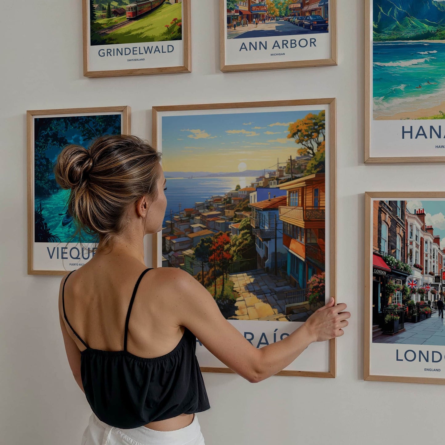 Valparaiso Poster - Chile Travel Art - Vibrant hillside vista Wall Decor