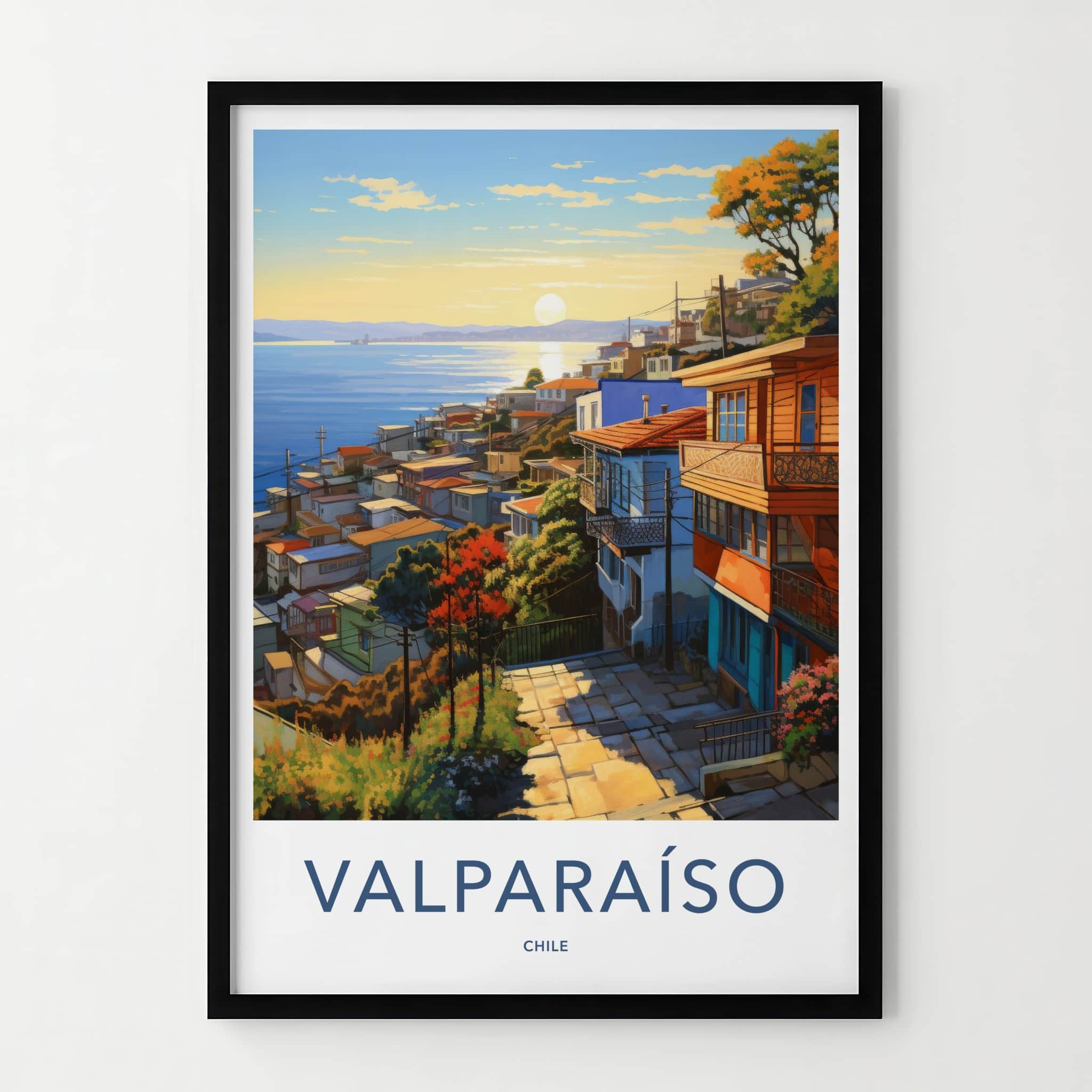 Valparaiso Poster - Chile Travel Art - Vibrant hillside vista Wall Decor