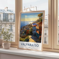 Valparaiso Poster - Chile Travel Art - Vibrant hillside vista Wall Decor