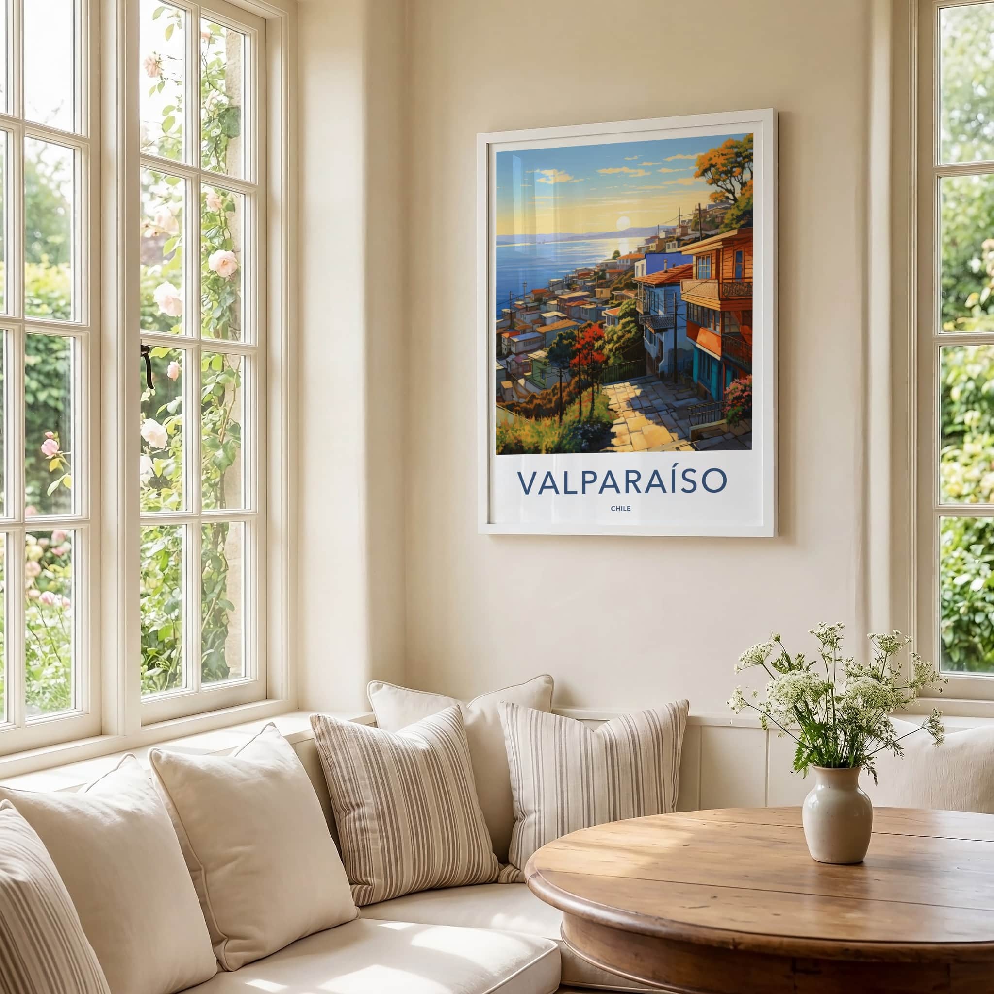 Valparaiso Poster - Chile Travel Art - Vibrant hillside vista Wall Decor