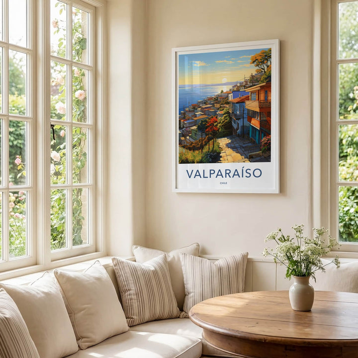 Valparaiso Poster - Chile Travel Art - Vibrant hillside vista Wall Decor