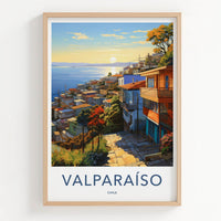 Valparaiso Poster - Chile Travel Art - Vibrant hillside vista Wall Decor