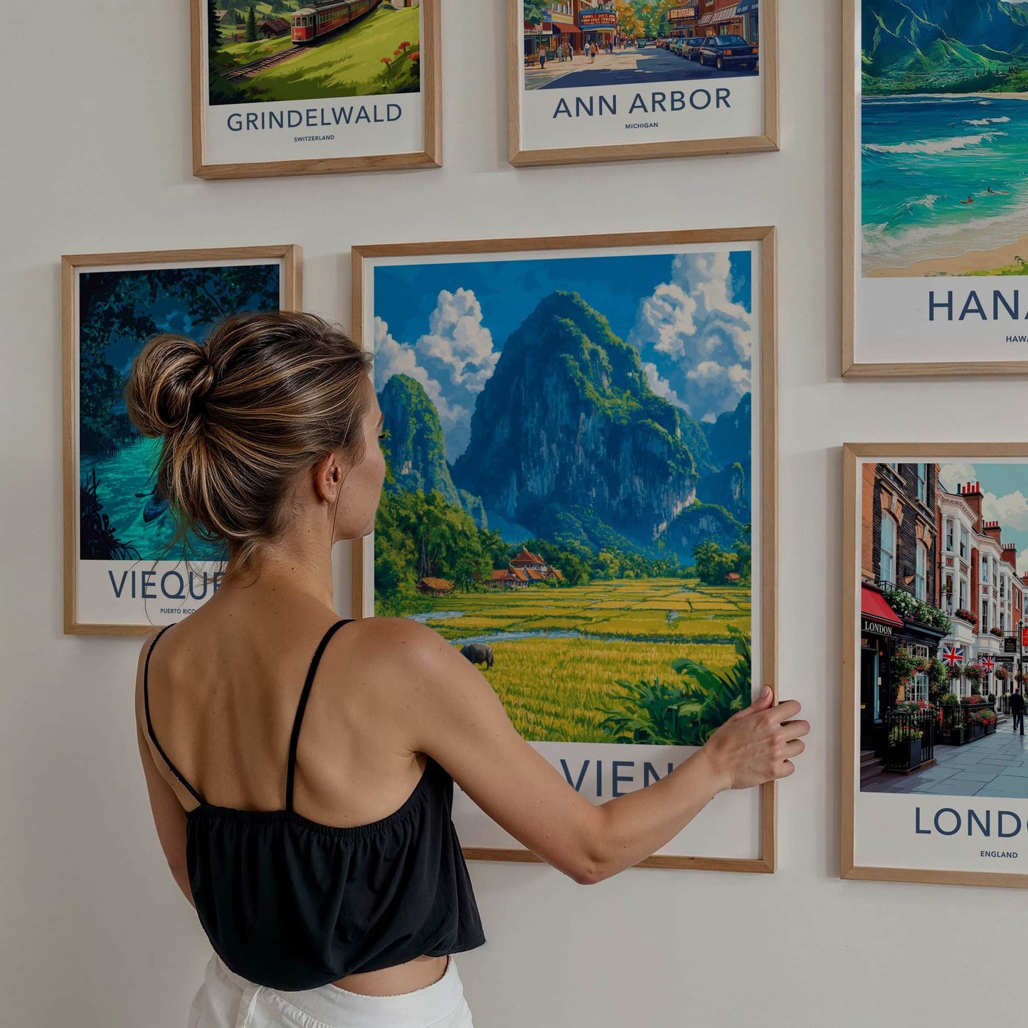 Vang Vieng Poster - Laos Travel Art - Green Karst Landscape Home Decor