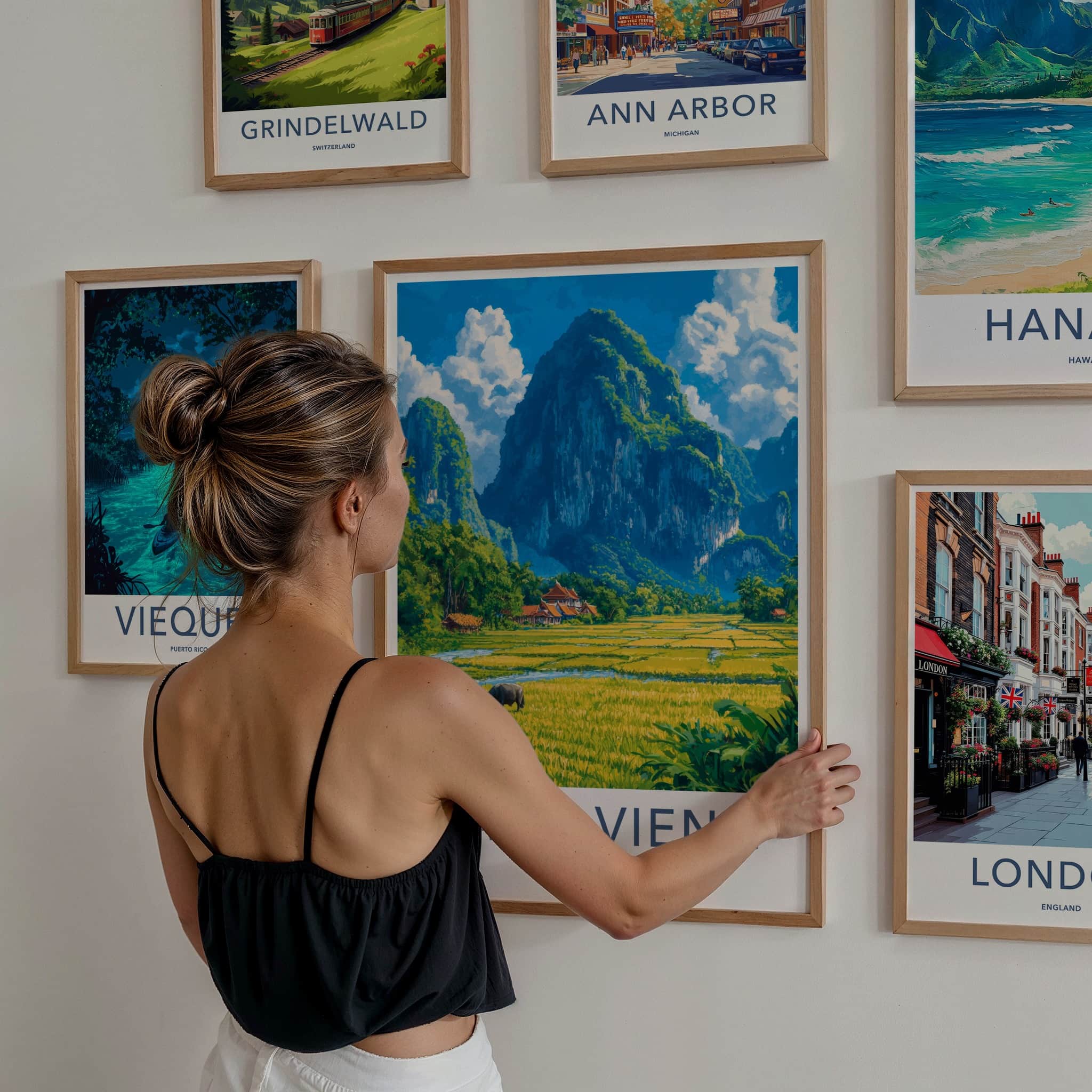 Vang Vieng Poster - Laos Travel Art - Green Karst Landscape Home Decor