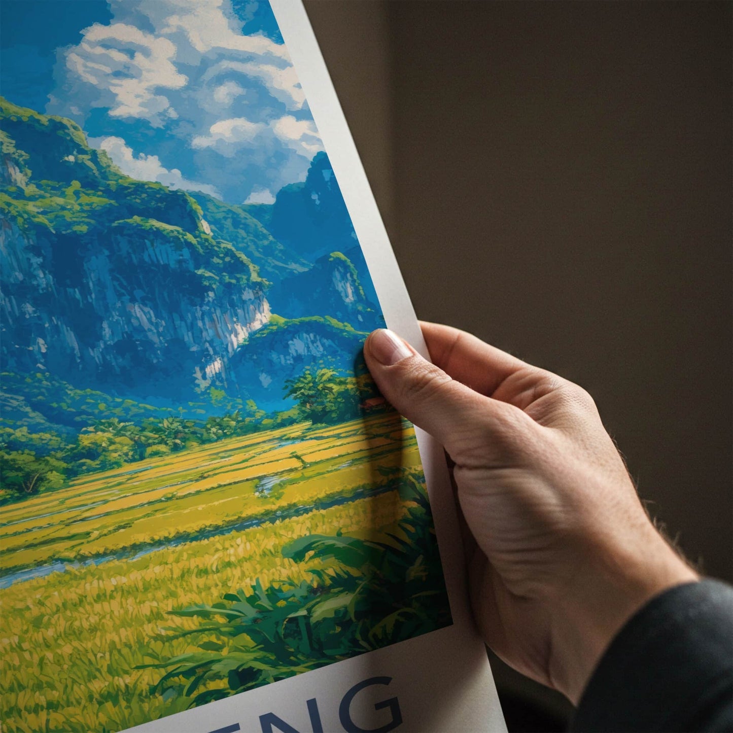 Vang Vieng Poster - Laos Travel Art - Green Karst Landscape Home Decor