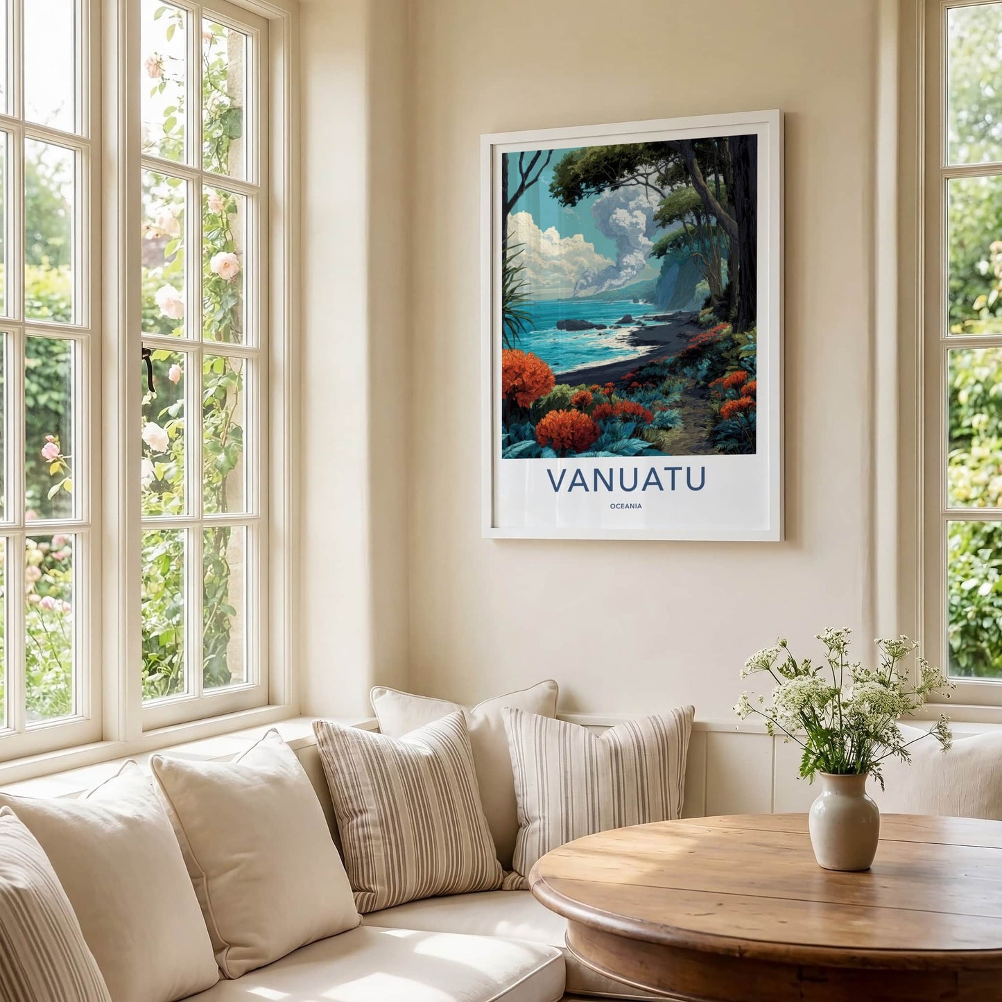 Vanuatu Poster - Oceania Travel Art - Smoking Volcano Island Gallery Art