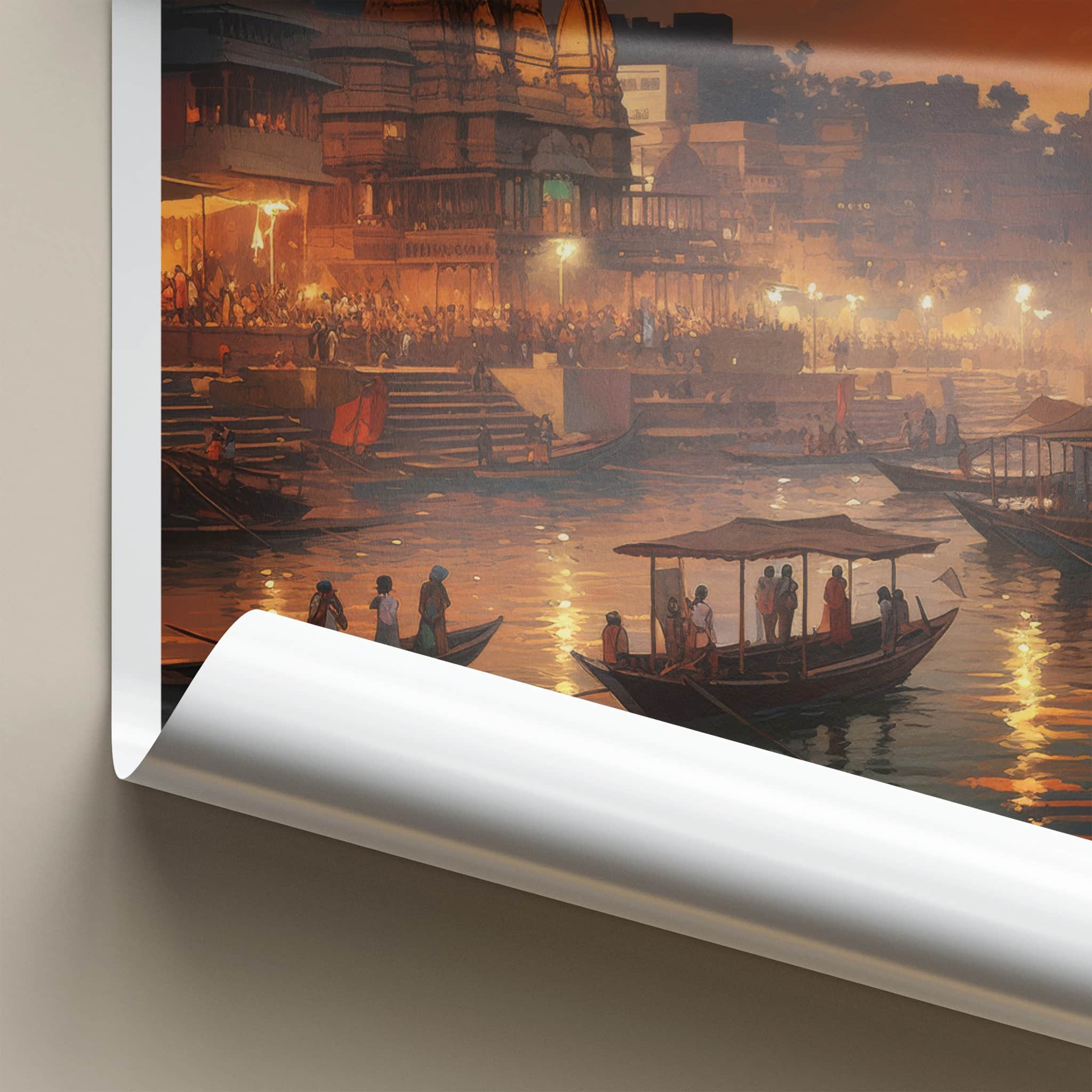 Varanasi Poster - India Art Print - Uttar Pradesh Night Gallery Art