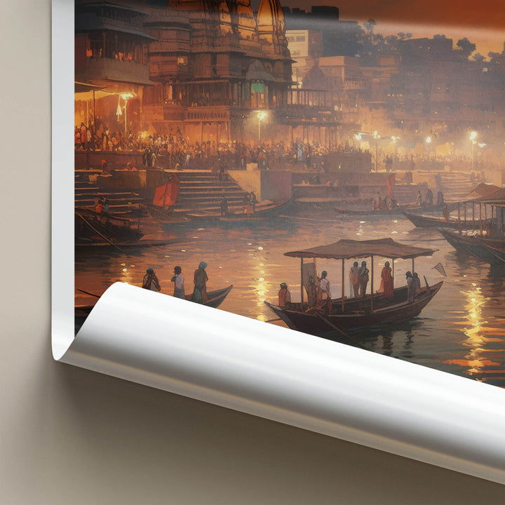 Varanasi Poster - India Art Print - Uttar Pradesh Night Gallery Art