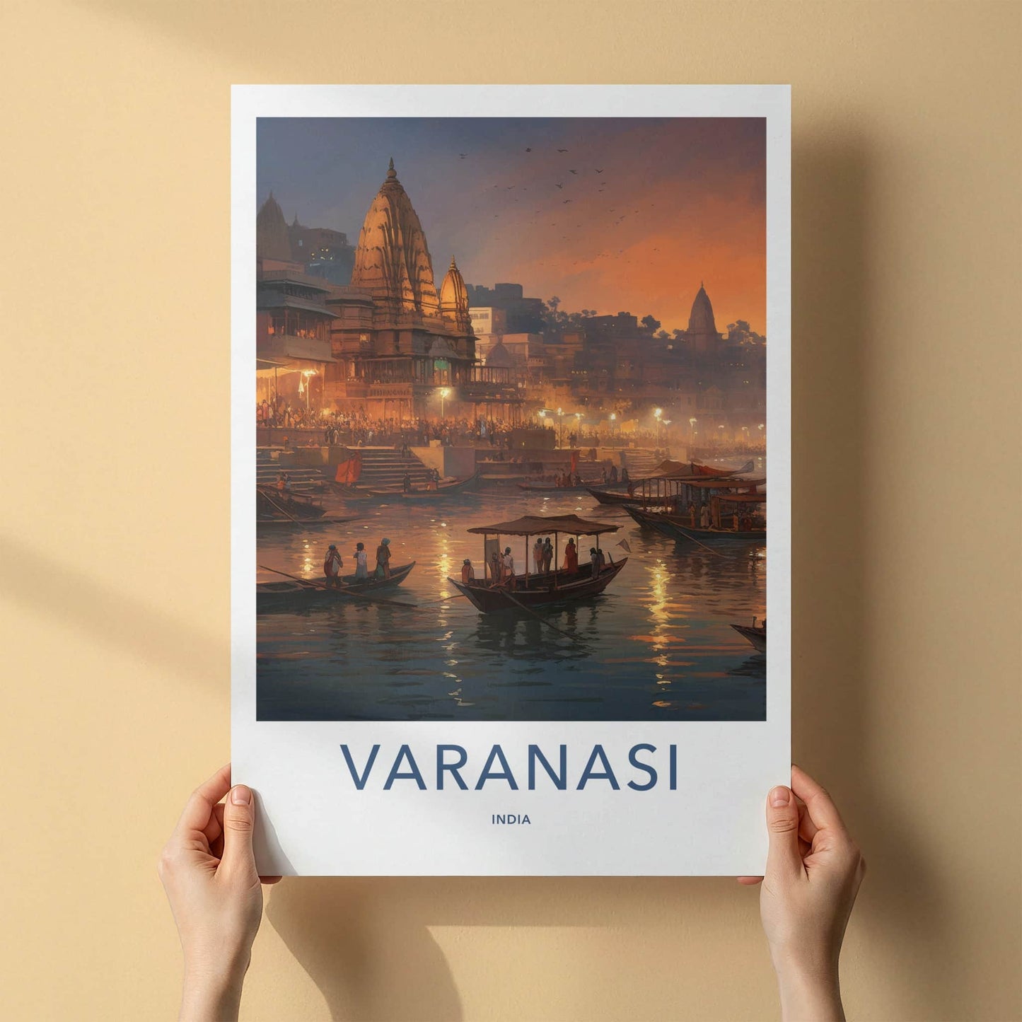 Varanasi Poster - India Art Print - Uttar Pradesh Night Gallery Art