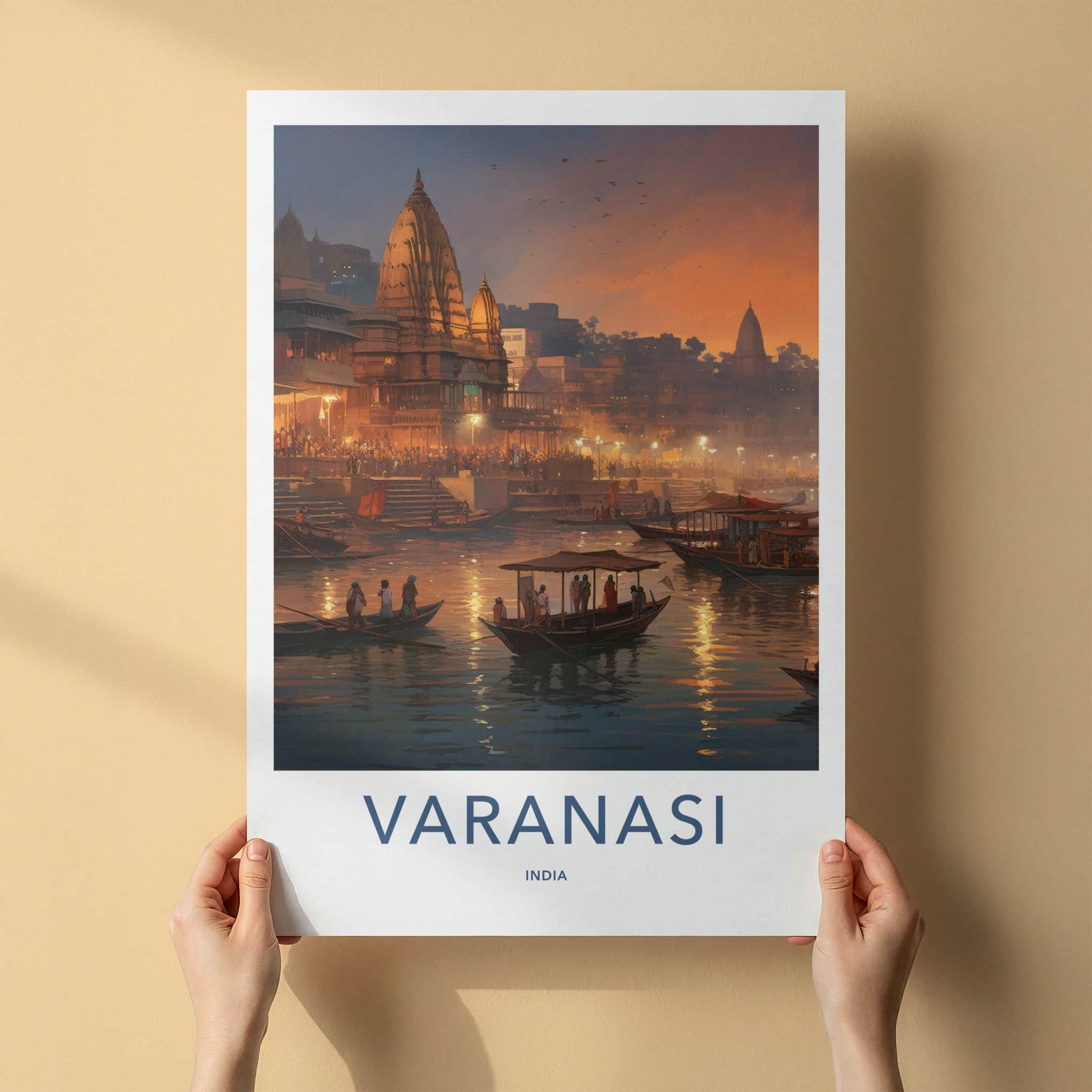 Varanasi Poster - India Art Print - Uttar Pradesh Night Gallery Art