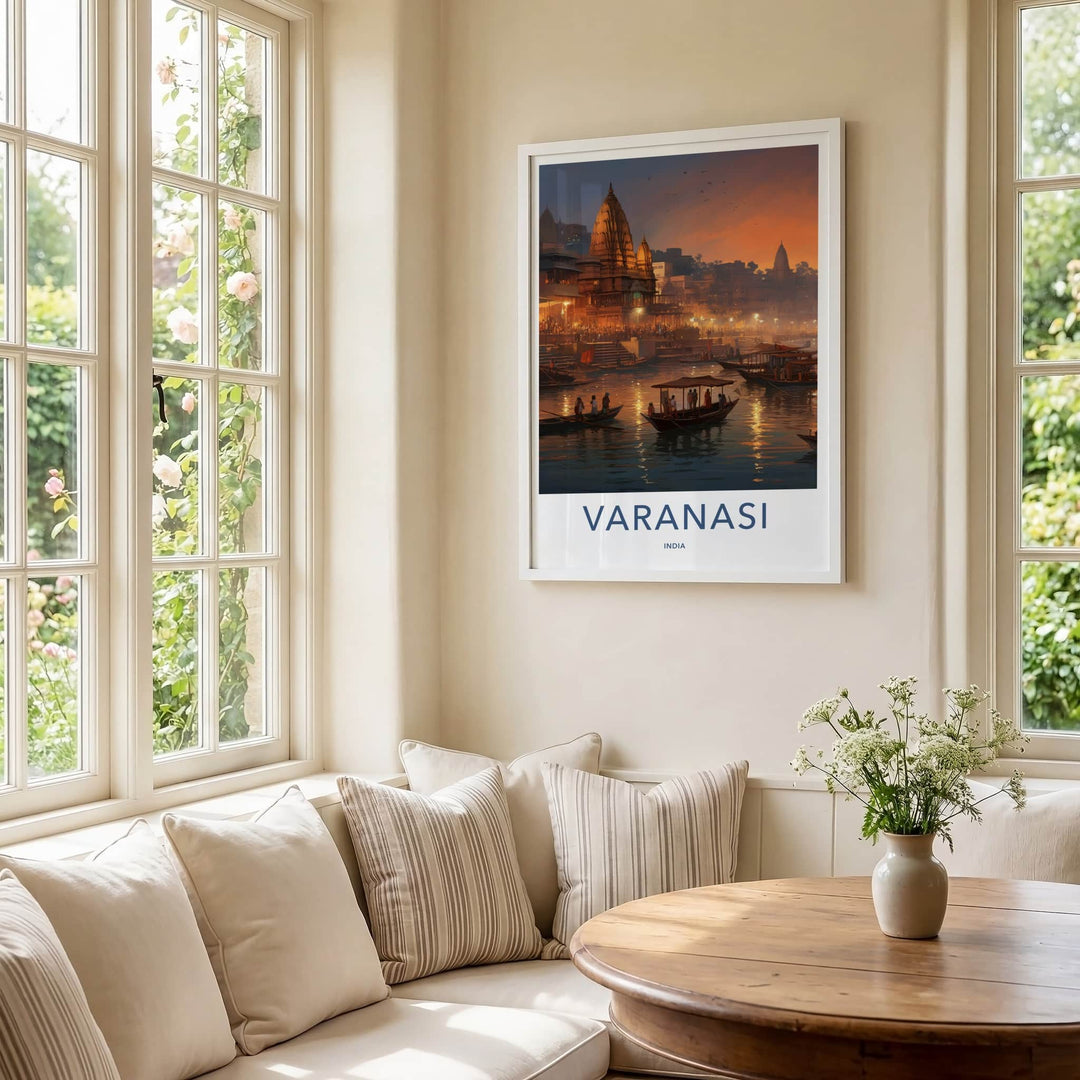 Varanasi Poster - India Art Print - Uttar Pradesh Night Gallery Art