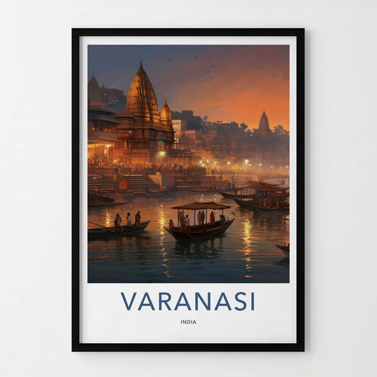 Varanasi Poster - India Art Print - Uttar Pradesh Night Gallery Art