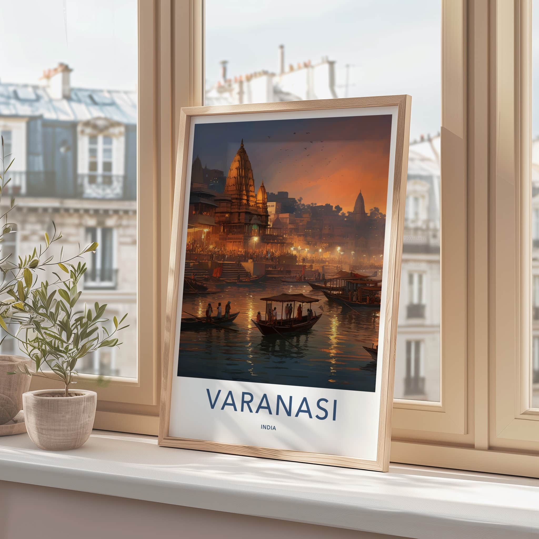 Varanasi Poster - India Art Print - Uttar Pradesh Night Gallery Art