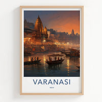 Varanasi Poster - India Art Print - Uttar Pradesh Night Gallery Art