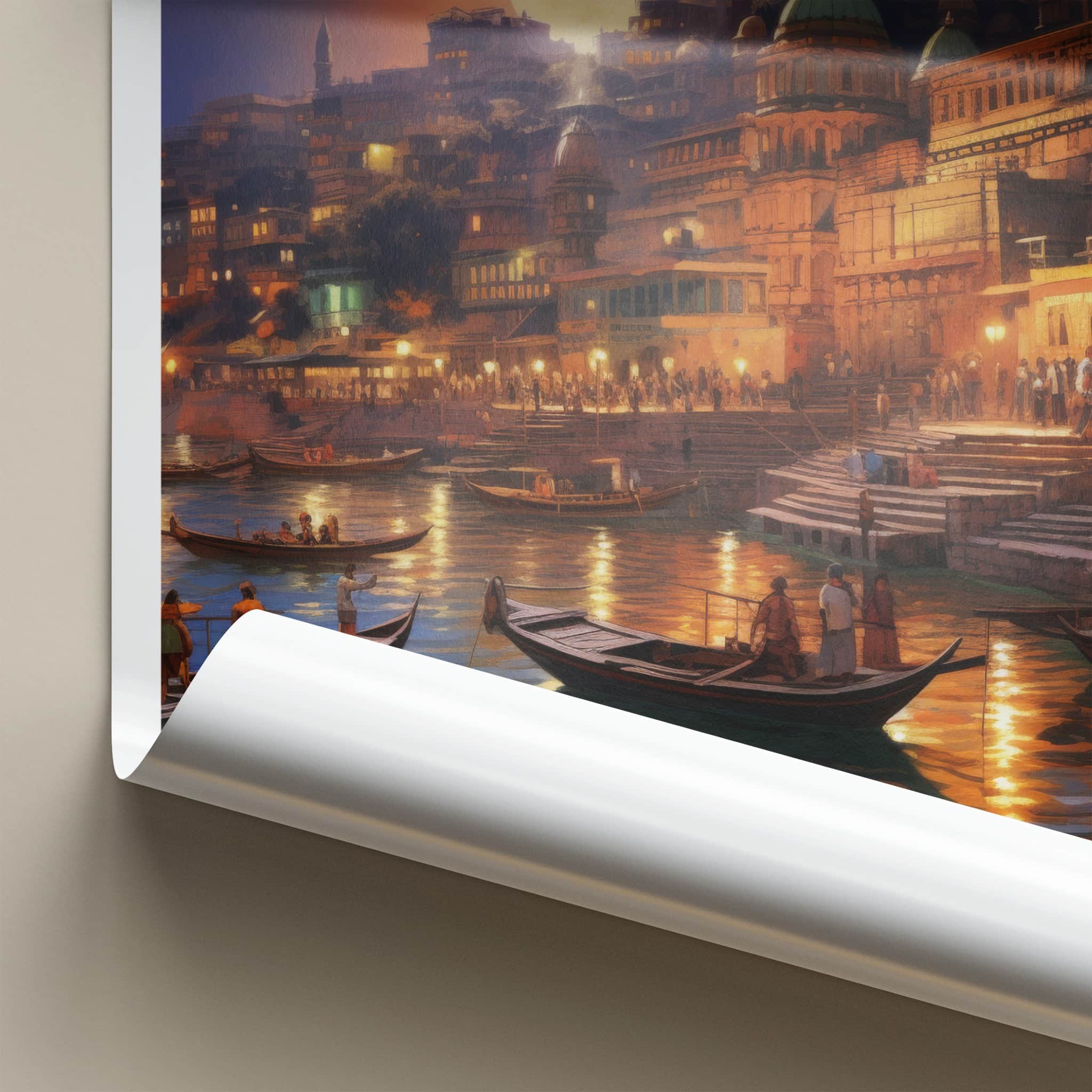 Varanasi Poster - India Fine Art - Uttar Pradesh Ganges River Glow Gift