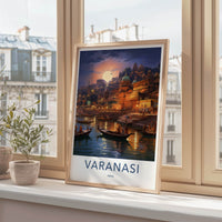 Varanasi Poster - India Fine Art - Uttar Pradesh Ganges River Glow Gift
