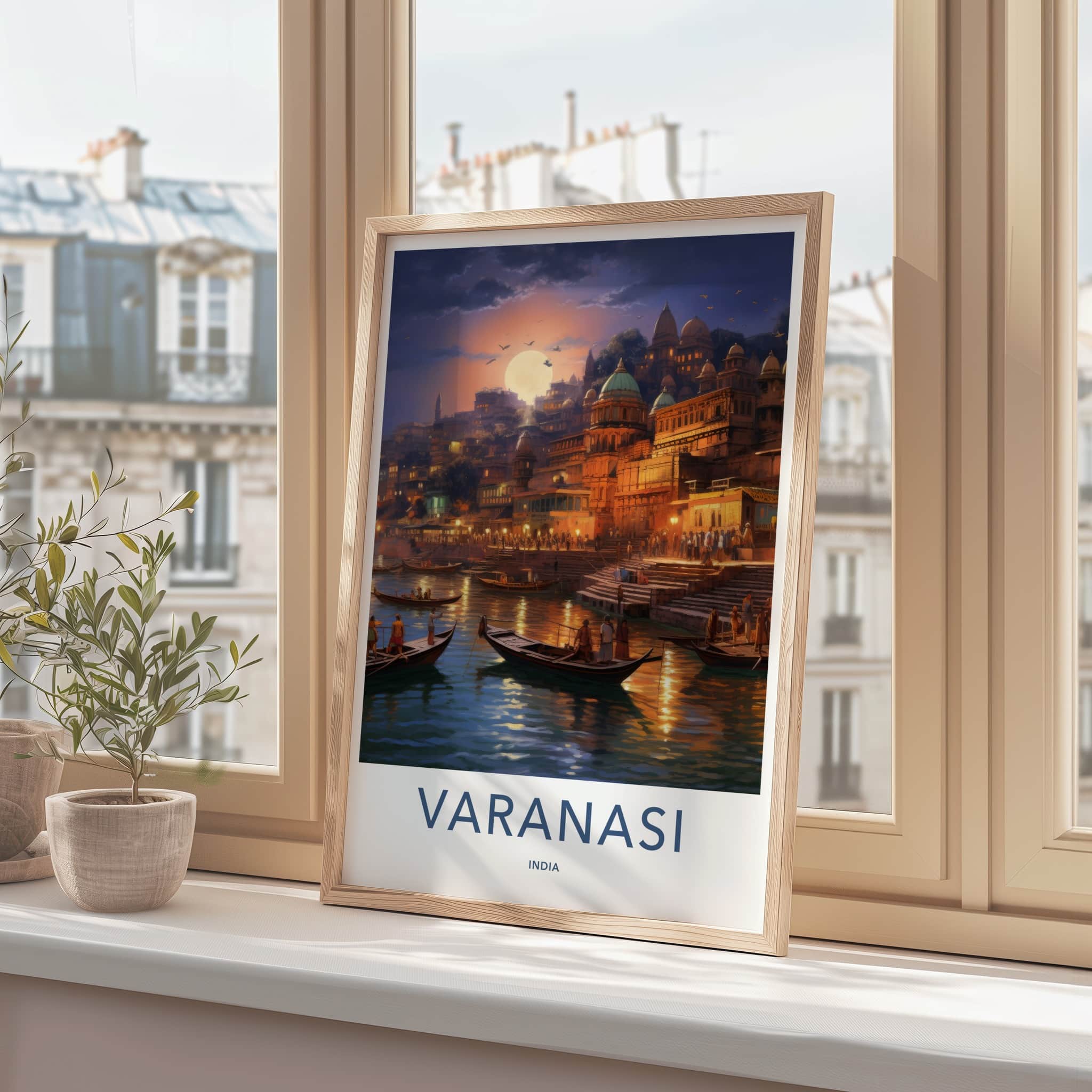 Varanasi Poster - India Fine Art - Uttar Pradesh Ganges River Glow Gift