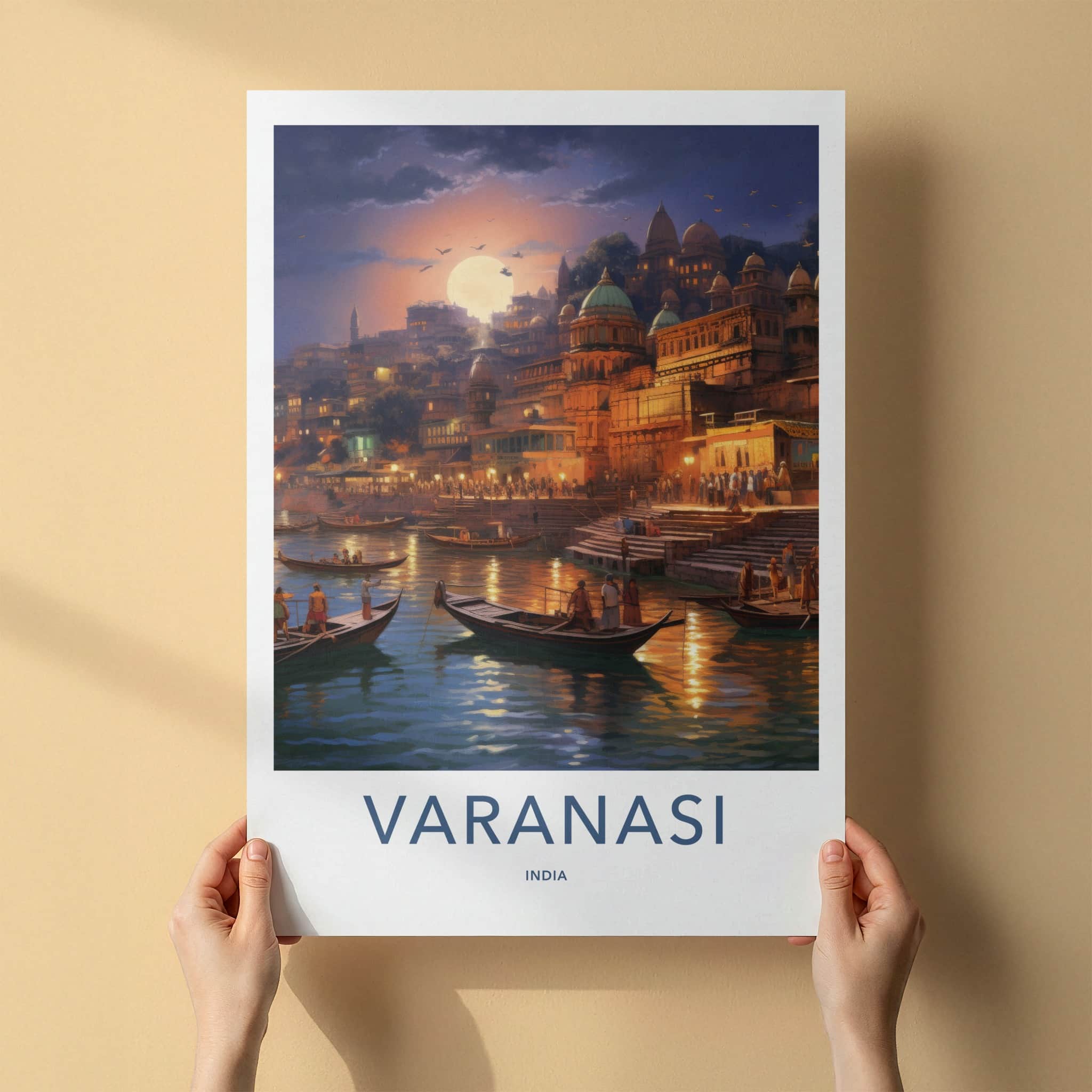 Varanasi Poster - India Fine Art - Uttar Pradesh Ganges River Glow Gift