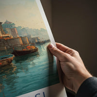 Varanasi Poster - India Travel Art - Uttar Pradesh Ganges River Ghats Wall Decor