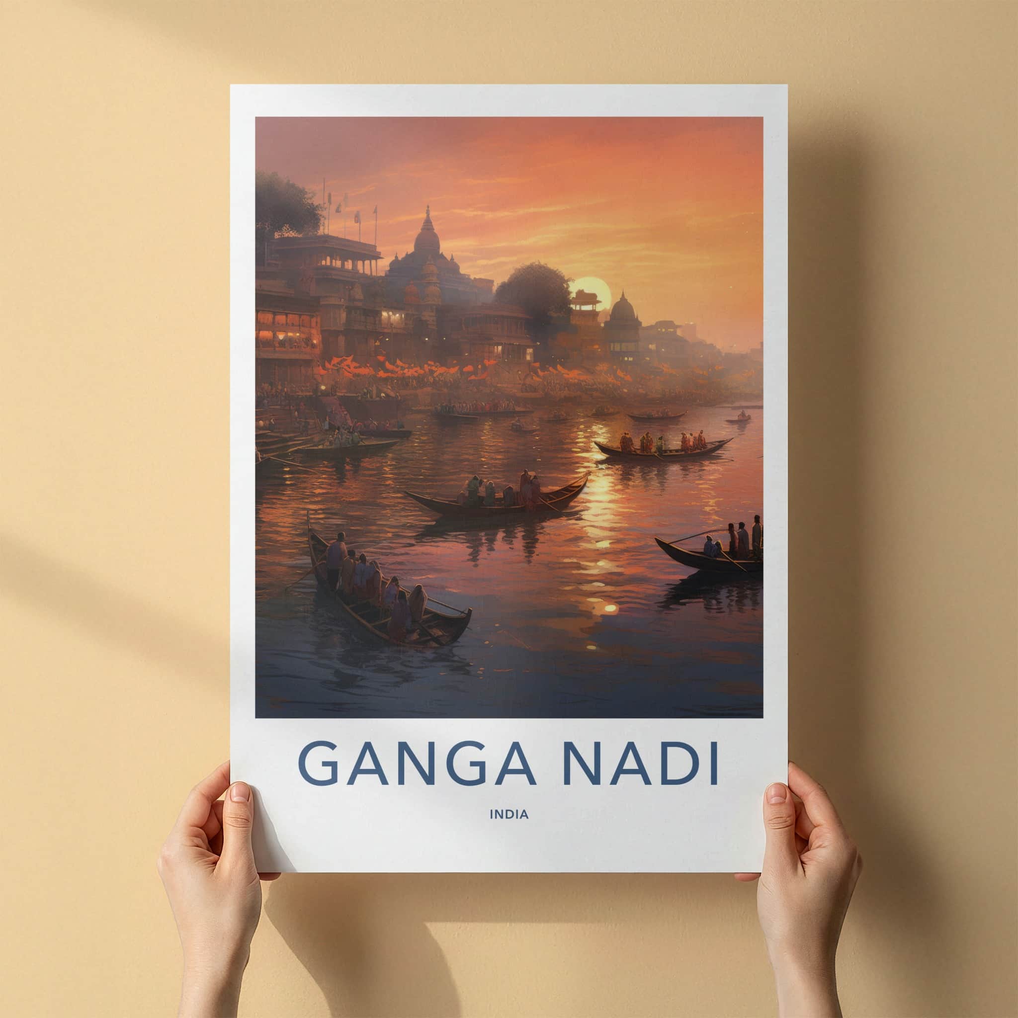 Varanasi Poster - India Travel Art - Uttar Pradesh River Sunset Home Decor