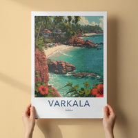 Varkala Poster - India Framed Print - Kerala Cliff Beach Framed Decor