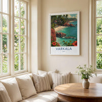 Varkala Poster - India Framed Print - Kerala Cliff Beach Framed Decor