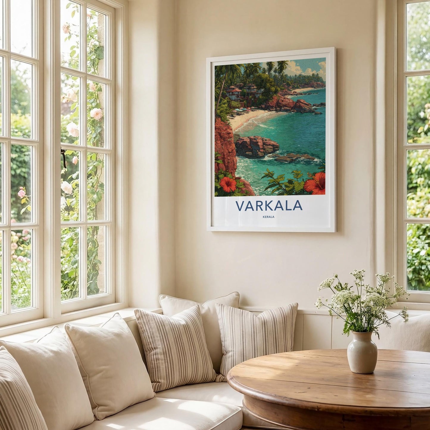 Varkala Poster - India Framed Print - Kerala Cliff Beach Framed Decor