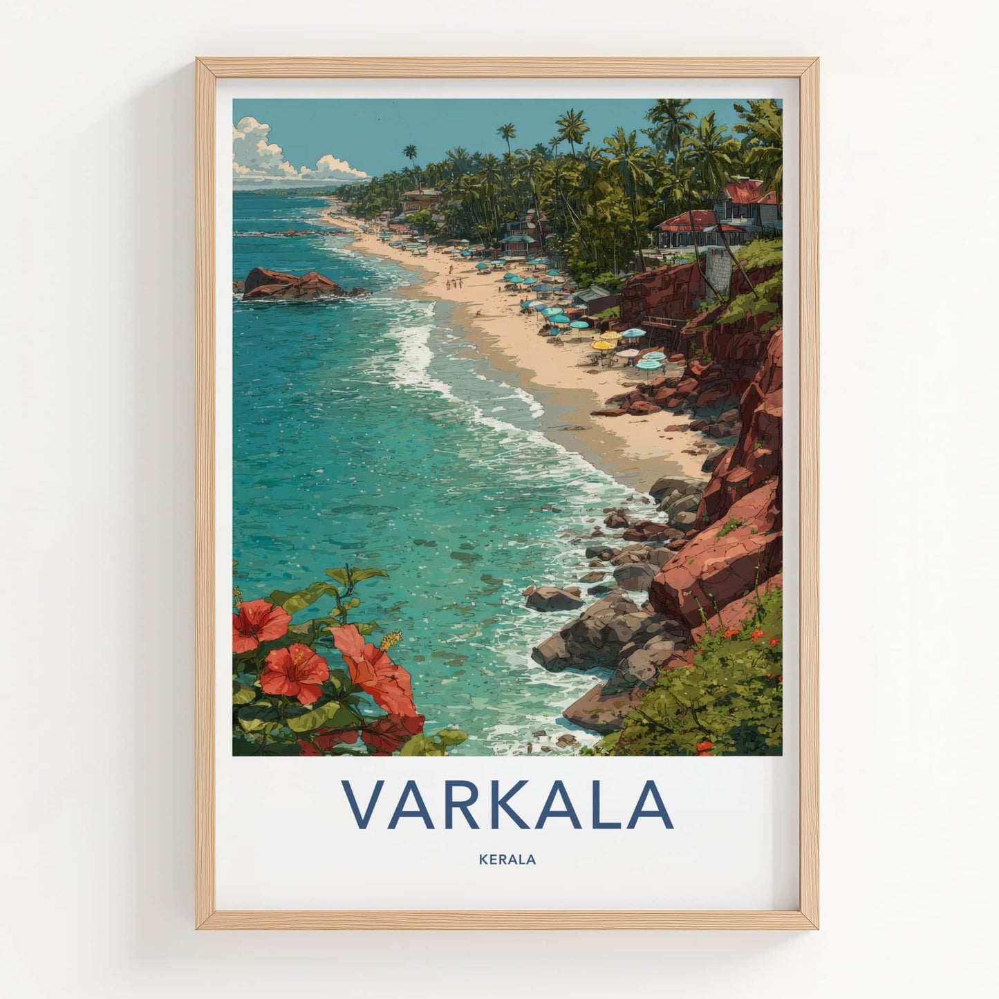 Varkala Poster - India Kerala Beachfront Cliff Art Print Home Decor
