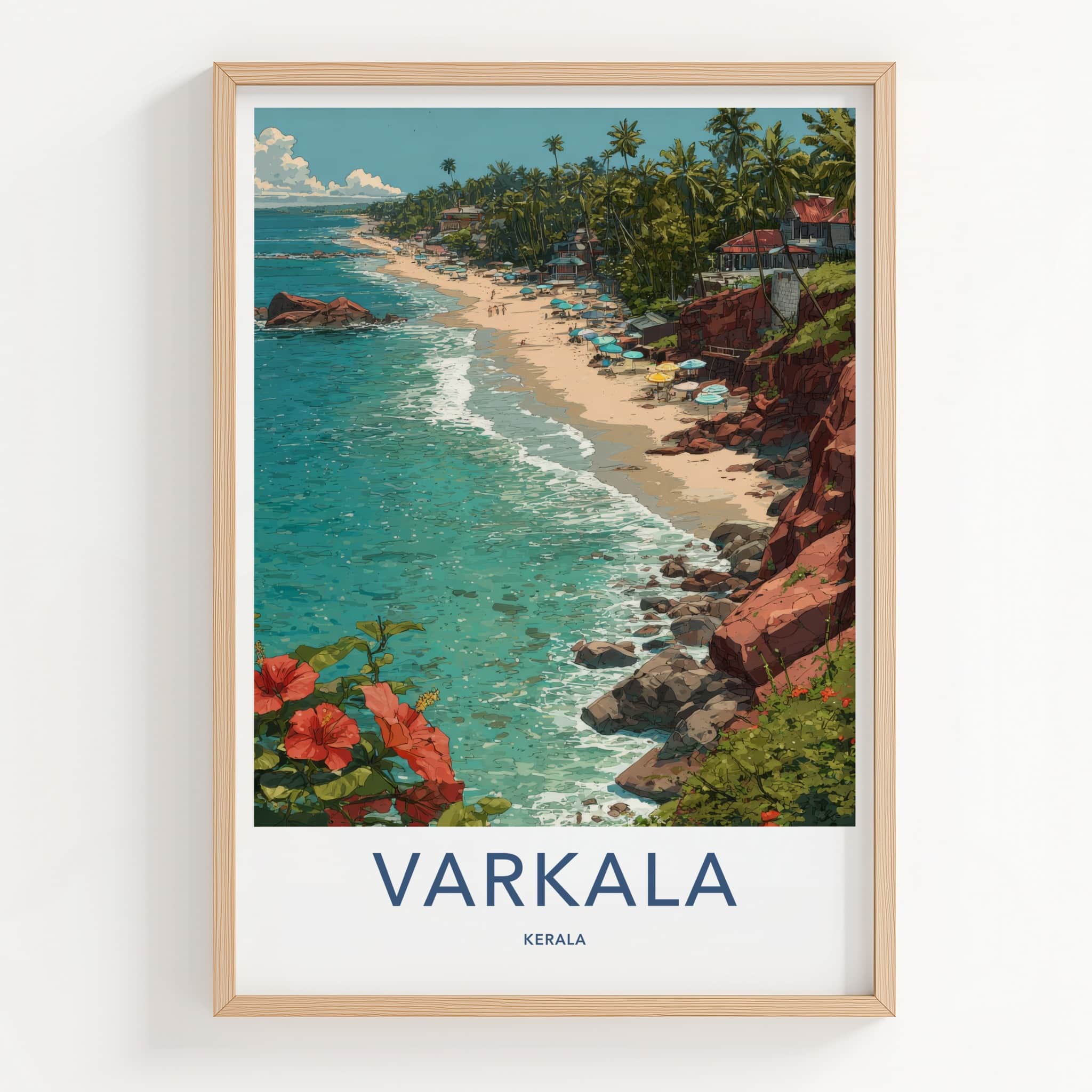 Varkala Poster - India Kerala Beachfront Cliff Art Print Home Decor