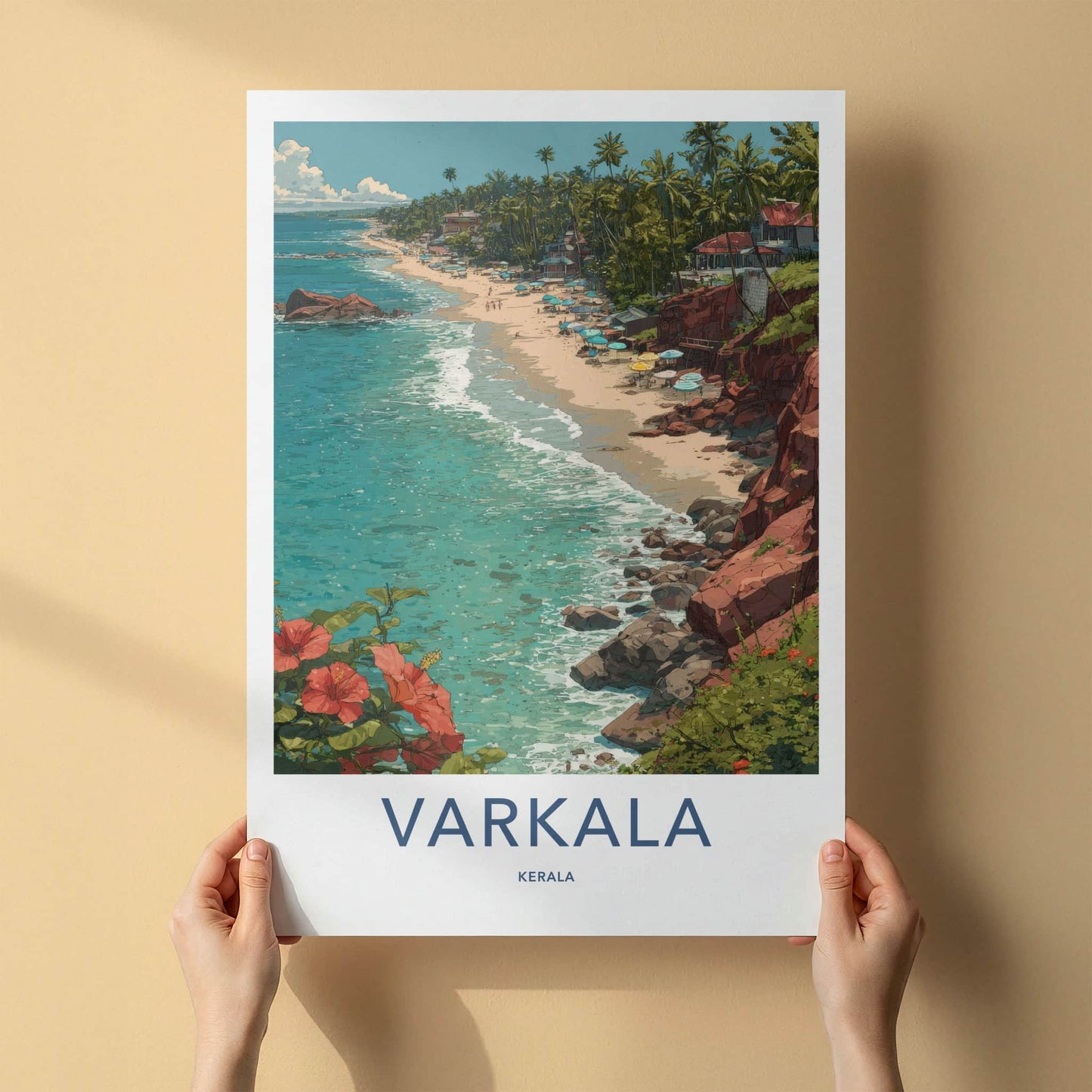 Varkala Poster - India Kerala Beachfront Cliff Art Print Home Decor
