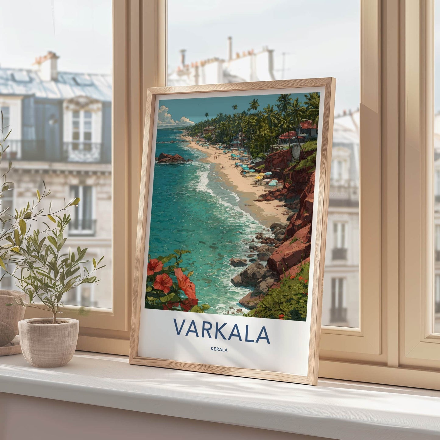 Varkala Poster - India Kerala Beachfront Cliff Art Print Home Decor