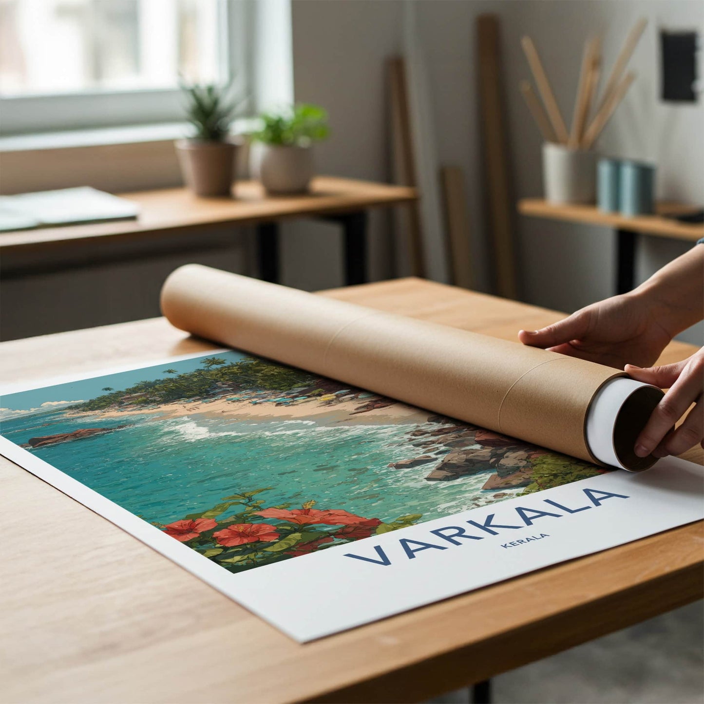 Varkala Poster - India Kerala Beachfront Cliff Art Print Home Decor
