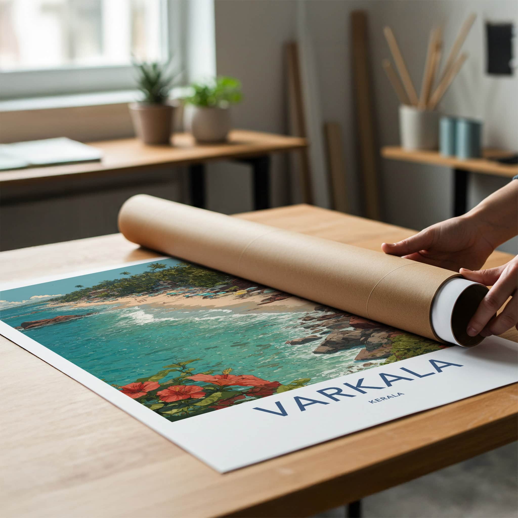 Varkala Poster - India Kerala Beachfront Cliff Art Print Home Decor
