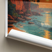 Varkala Poster - India Travel Art - Kerala Cliffs Beach Sunset Wall Decor
