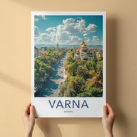 Varna Poster - Bulgaria Travel Art - Golden Domed Cathedral Home Decor